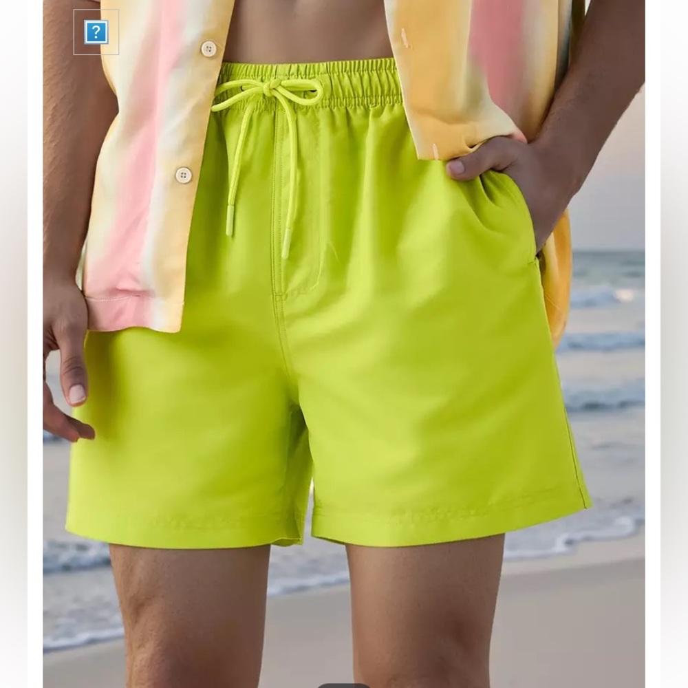 Calvin Klein Neon Lime Drawstring Swim Shorts